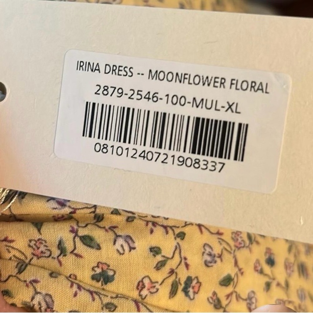 Doen Irina Dress - Pale Yellow Floral V-Neck Spaghetti-Strap Midi Dress - Picture 2 of 5